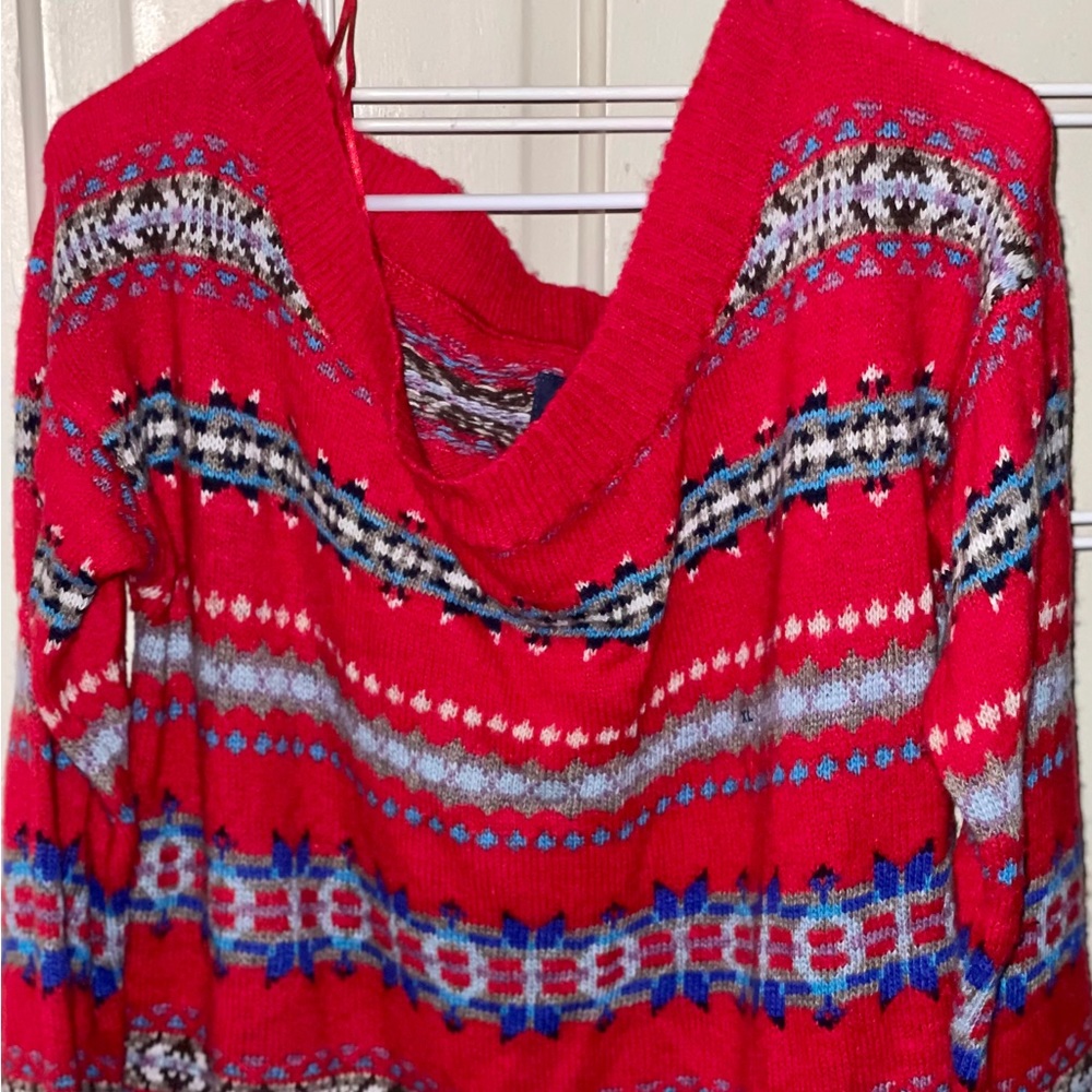 American Eagle Red Pattern Sweater - image 3
